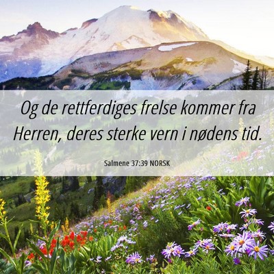 Picture 06 - Salmene 37:39 NORSK - Og de rettferdiges frelse kommer fra Herren, - Bible Verse Picture