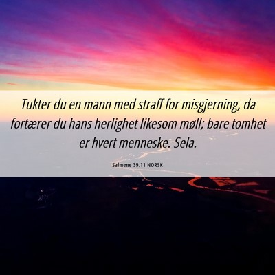 Picture 06 - Salmene 39:11 NORSK - Tukter du en mann med straff for misgjerning, da - Bible Verse Picture
