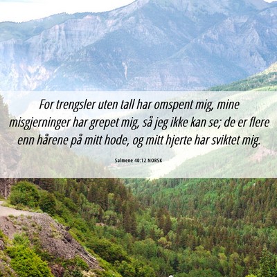 Picture 06 - Salmene 40:12 NORSK - For trengsler uten tall har omspent mig, mine - Bible Verse Picture
