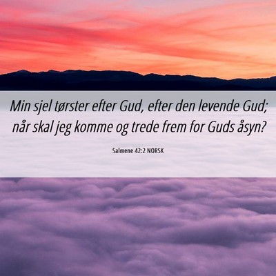 Picture 06 - Salmene 42:2 NORSK - Min sjel tørster efter Gud, efter den levende - Bible Verse Picture