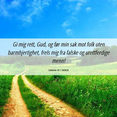 Picture 06 - Salmene 43:1 NORSK - Gi mig rett, Gud, og før min sak mot folk uten - Bible Verse Picture