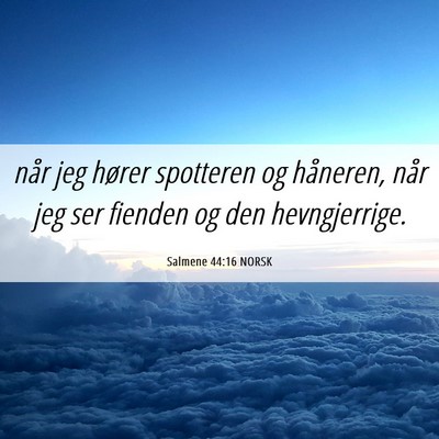 Picture 06 - Salmene 44:16 NORSK - når jeg hører spotteren og håneren, når jeg - Bible Verse Picture