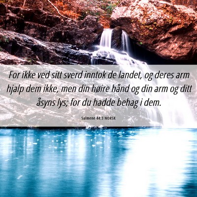 Picture 06 - Salmene 44:3 NORSK - For ikke ved sitt sverd inntok de landet, og - Bible Verse Picture