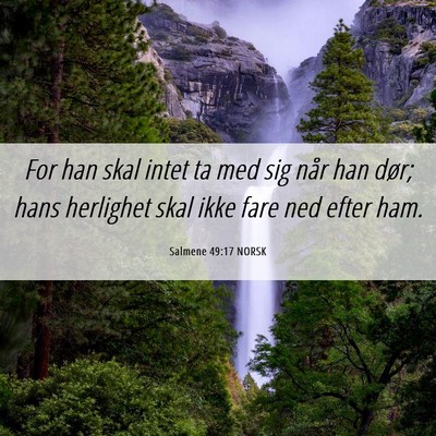 Picture 06 - Salmene 49:17 NORSK - For han skal intet ta med sig når han dør; hans - Bible Verse Picture