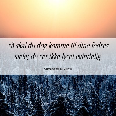 Picture 06 - Salmene 49:19 NORSK - så skal du dog komme til dine fedres slekt; de - Bible Verse Picture