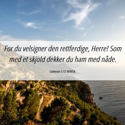 Picture 06 - Salmene 5:12 NORSK - For du velsigner den rettferdige, Herre! Som med - Bible Verse Picture