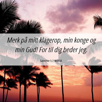 Picture 06 - Salmene 5:2 NORSK - Merk på mitt klagerop, min konge og min Gud! For - Bible Verse Picture