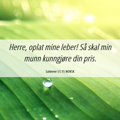 Picture 06 - Salmene 51:15 NORSK - Herre, oplat mine leber! Så skal min munn - Bible Verse Picture