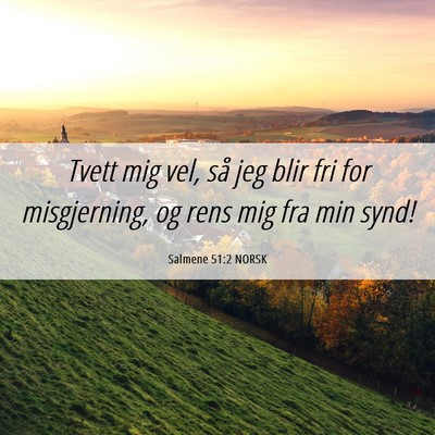 Picture 06 - Salmene 51:2 NORSK - Tvett mig vel, så jeg blir fri for misgjerning, - Bible Verse Picture