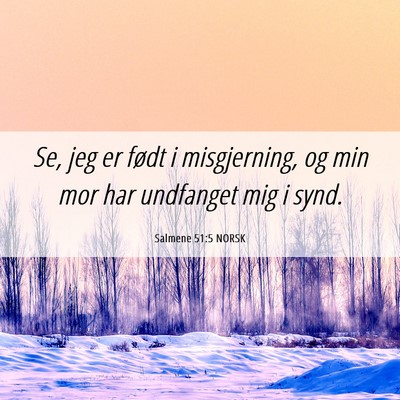 Picture 06 - Salmene 51:5 NORSK - Se, jeg er født i misgjerning, og min mor har - Bible Verse Picture