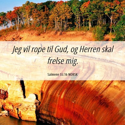Picture 06 - Salmene 55:16 NORSK - Jeg vil rope til Gud, og Herren skal frelse - Bible Verse Picture