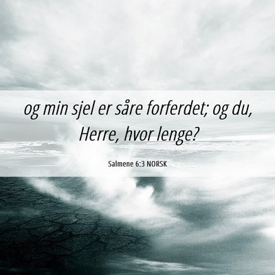 Picture 06 - Salmene 6:3 NORSK - og min sjel er såre forferdet; og du, Herre, - Bible Verse Picture