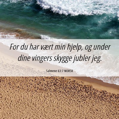 Picture 06 - Salmene 63:7 NORSK - For du har vært min hjelp, og under dine vingers - Bible Verse Picture