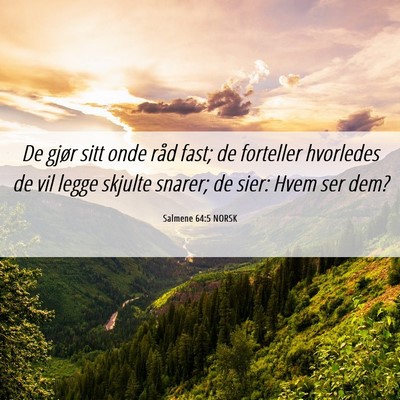 Picture 06 - Salmene 64:5 NORSK - De gjør sitt onde råd fast; de forteller - Bible Verse Picture