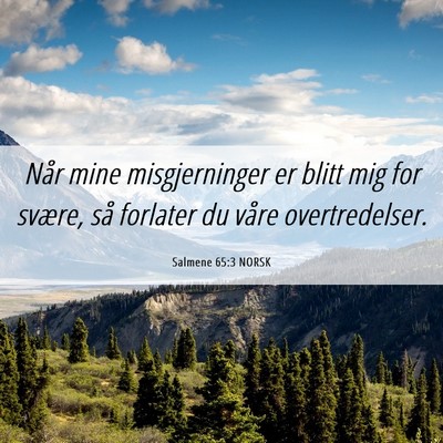 Picture 06 - Salmene 65:3 NORSK - Når mine misgjerninger er blitt mig for svære, - Bible Verse Picture