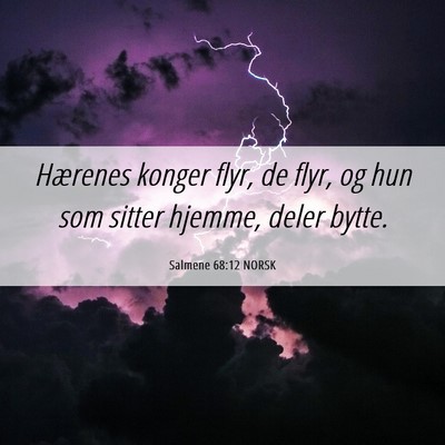 Picture 06 - Salmene 68:12 NORSK - Hærenes konger flyr, de flyr, og hun som sitter - Bible Verse Picture