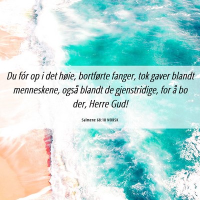 Picture 06 - Salmene 68:18 NORSK - Du fór op i det høie, bortførte fanger, tok - Bible Verse Picture