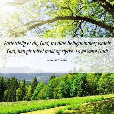 Picture 06 - Salmene 68:35 NORSK - Forferdelig er du, Gud, fra dine helligdommer; - Bible Verse Picture