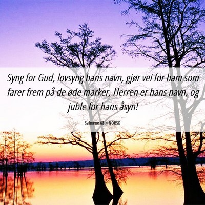 Picture 06 - Salmene 68:4 NORSK - Syng for Gud, lovsyng hans navn, gjør vei for - Bible Verse Picture