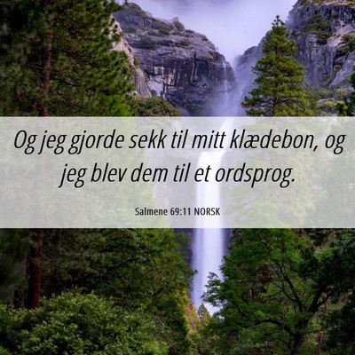 Picture 06 - Salmene 69:11 NORSK - Og jeg gjorde sekk til mitt klædebon, og jeg - Bible Verse Picture