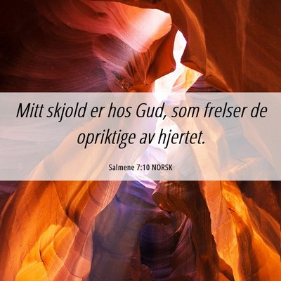 Picture 06 - Salmene 7:10 NORSK - Mitt skjold er hos Gud, som frelser de opriktige - Bible Verse Picture