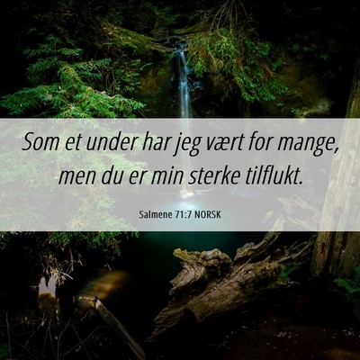 Picture 06 - Salmene 71:7 NORSK - Som et under har jeg vært for mange, men du er - Bible Verse Picture