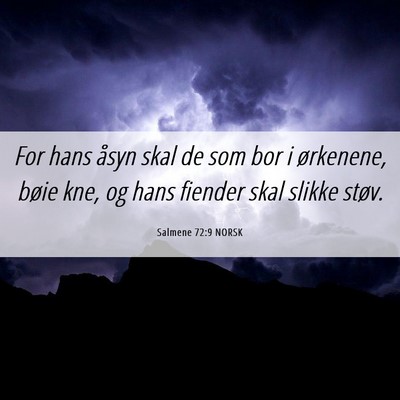 Picture 06 - Salmene 72:9 NORSK - For hans åsyn skal de som bor i ørkenene, bøie - Bible Verse Picture