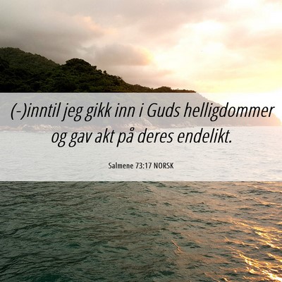 Picture 06 - Salmene 73:17 NORSK - (-)inntil jeg gikk inn i Guds helligdommer og gav - Bible Verse Picture
