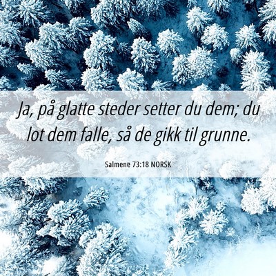 Picture 06 - Salmene 73:18 NORSK - Ja, på glatte steder setter du dem; du lot dem - Bible Verse Picture