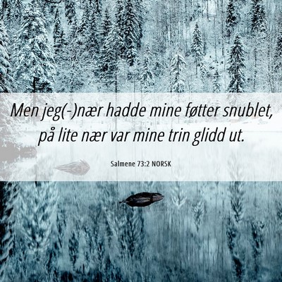 Picture 06 - Salmene 73:2 NORSK - Men jeg(-)nær hadde mine føtter snublet, på - Bible Verse Picture