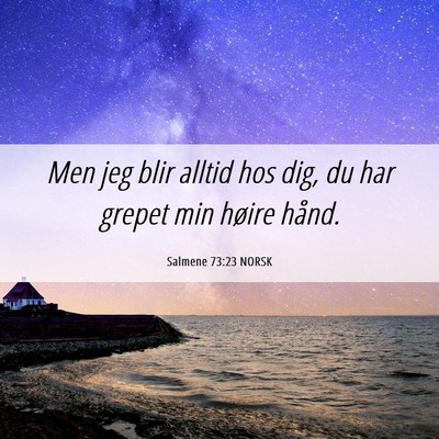 Picture 06 - Salmene 73:23 NORSK - Men jeg blir alltid hos dig, du har grepet min - Bible Verse Picture