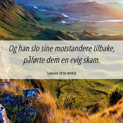 Picture 06 - Salmene 78:66 NORSK - Og han slo sine motstandere tilbake, påførte - Bible Verse Picture