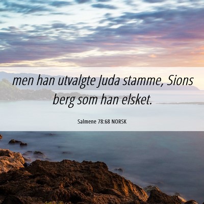 Picture 06 - Salmene 78:68 NORSK - men han utvalgte Juda stamme, Sions berg som han - Bible Verse Picture