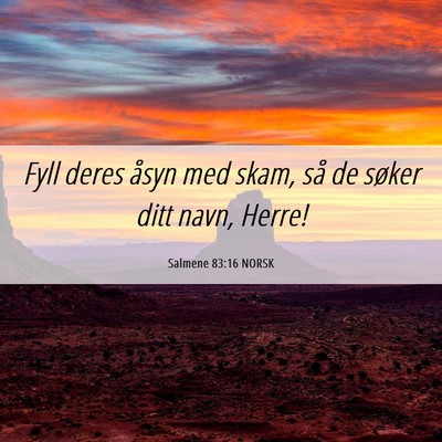 Picture 06 - Salmene 83:16 NORSK - Fyll deres åsyn med skam, så de søker ditt - Bible Verse Picture