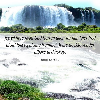 Picture 06 - Salmene 85:8 NORSK - Jeg vil høre hvad Gud Herren taler; for han - Bible Verse Picture