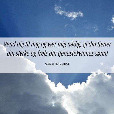 Picture 06 - Salmene 86:16 NORSK - Vend dig til mig og vær mig nådig, gi din - Bible Verse Picture