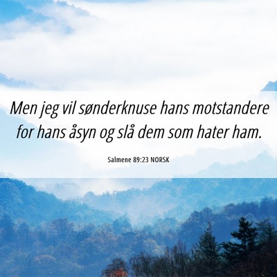 Picture 06 - Salmene 89:23 NORSK - Men jeg vil sønderknuse hans motstandere for - Bible Verse Picture