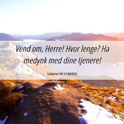 Picture 06 - Salmene 90:13 NORSK - Vend om, Herre! Hvor lenge? Ha medynk med dine - Bible Verse Picture
