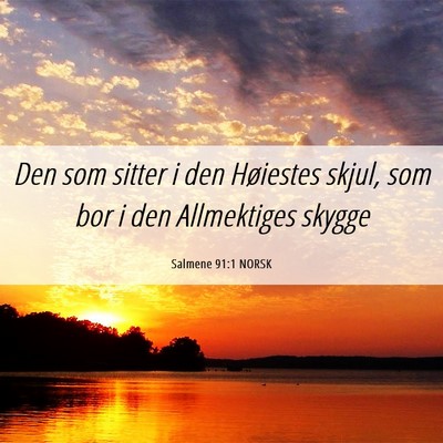 Picture 06 - Salmene 91:1 NORSK - Den som sitter i den Høiestes skjul, som bor i - Bible Verse Picture
