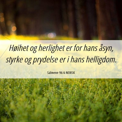 Picture 06 - Salmene 96:6 NORSK - Høihet og herlighet er for hans åsyn, styrke og - Bible Verse Picture