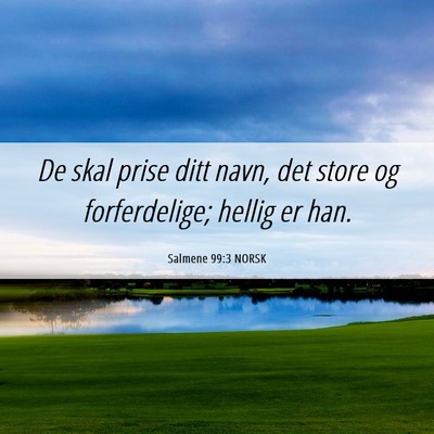 Picture 06 - Salmene 99:3 NORSK - De skal prise ditt navn, det store og - Bible Verse Picture