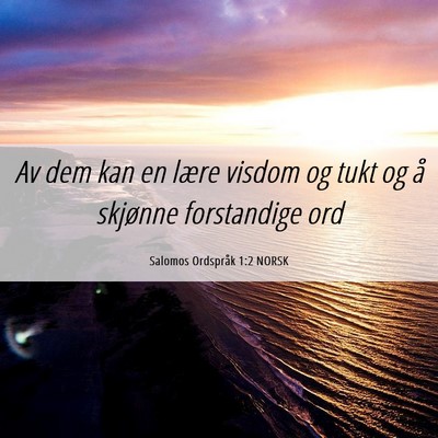 Picture 06 - Salomos Ordspråk 1:2 NORSK - Av dem kan en lære visdom og tukt og å skjønne - Bible Verse Picture