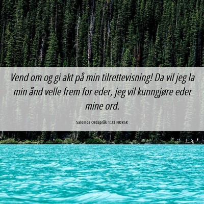 Picture 06 - Salomos Ordspråk 1:23 NORSK - Vend om og gi akt på min tilrettevisning! Da vil - Bible Verse Picture