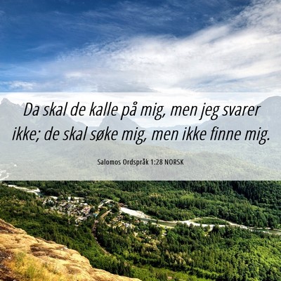 Picture 06 - Salomos Ordspråk 1:28 NORSK - Da skal de kalle på mig, men jeg svarer ikke; de - Bible Verse Picture