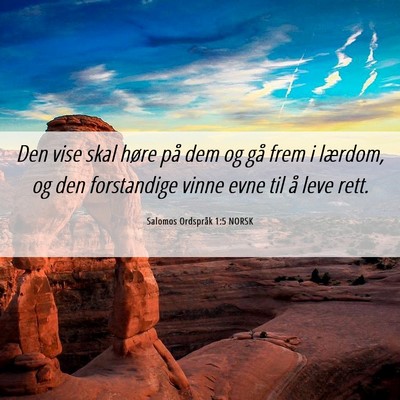 Picture 06 - Salomos Ordspråk 1:5 NORSK - Den vise skal høre på dem og gå frem i - Bible Verse Picture