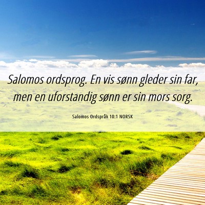 Picture 06 - Salomos Ordspråk 10:1 NORSK - Salomos ordsprog. En vis sønn gleder sin far, - Bible Verse Picture