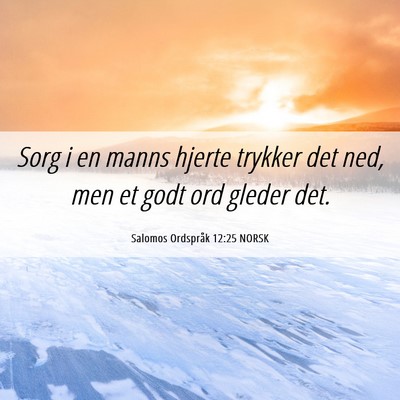 Picture 06 - Salomos Ordspråk 12:25 NORSK - Sorg i en manns hjerte trykker det ned, men et - Bible Verse Picture