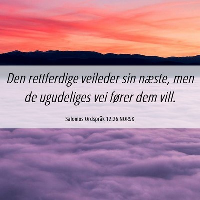 Picture 06 - Salomos Ordspråk 12:26 NORSK - Den rettferdige veileder sin næste, men de - Bible Verse Picture