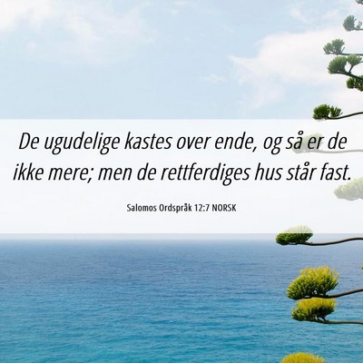 Picture 06 - Salomos Ordspråk 12:7 NORSK - De ugudelige kastes over ende, og så er de ikke - Bible Verse Picture