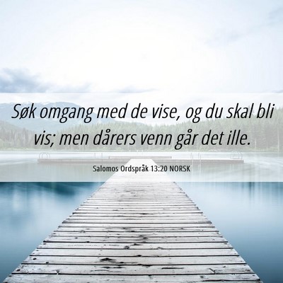 Picture 06 - Salomos Ordspråk 13:20 NORSK - Søk omgang med de vise, og du skal bli vis; men - Bible Verse Picture